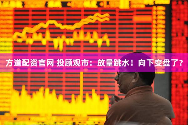 方道配资官网 投顾观市：放量跳水！向下变盘了？